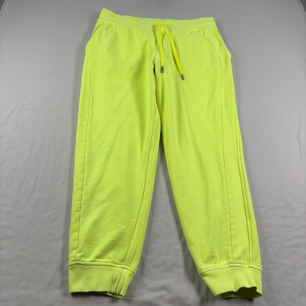 Lululemon Jogger Sweatpants Women Size 12 Neon Yellow Scuba High Rise Athleisure